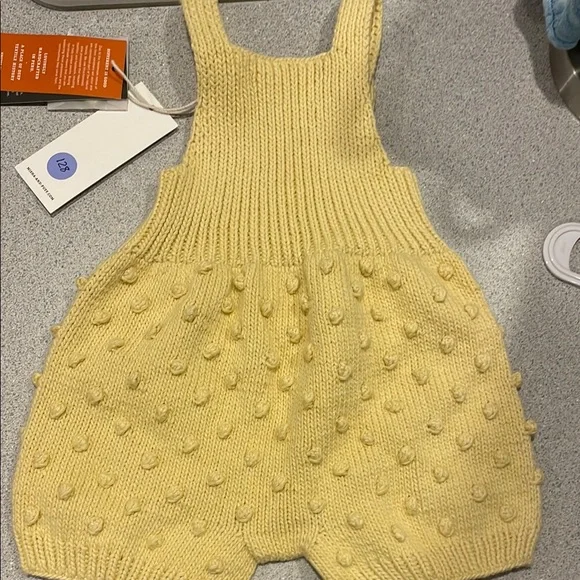 Misha & Puff Yellow Knit Baby Overalls - Picture 4 of 5